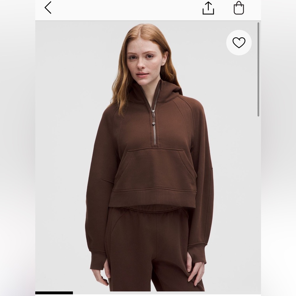Lululemon scuba oversized half zip hoodie BROWN size 8 NWOT